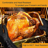 ▶ Guantes ignífugos de parrilla de barbacoa para freidora de pavo, 17 pulgadas, 1222 °F, guantes a prueba de calor para ahumador, barbacoa, horno para manejar alimentos calientes en freidora, parrilla, manga larga ignífuga