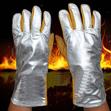 ▶ Guantes de seguridad de trabajo / Guantes de protección / papel de aluminio 250-300 grados aislamiento térmico de alta temperatura protección contra la radiación guantes de cocción resistentes al calo