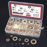 💢 Hilitchi 350-pcs [tamaño del 10 – ] latón arandela plana conjunto surtido – M2, M2,5 M3 M4 M5 M6 M8 M10 M12 M14