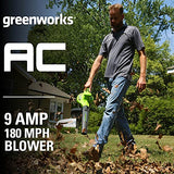 ▶  Greenworks Soplador de 2 velocidades de 9 amperios (170 CFM/180 mph) 2401502