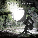 🔦 Linterna recargable Linterna recargable de alto lúmenes, 90000 lúmenes LED superbrillante, 4 modos IPX5 luces de trabajo impermeables para senderismo, camping, caza y emergencias con trípode y salida USB