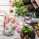 ▶ Guantes de jardinería  de Poliester Floridos de Jardin con Revestimiento de Nitrilo, Guantes para Mujeres, Varios Colores, 6 Pares, Mediano