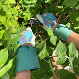 ▶ Guantes de jardinería para mujer con estampado botánico de cuero, talla M (4183M)