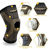 ▶ Rodillera con almohadilla de gel cobre con almohadillas de gel de rótula y estabilizadores laterales, rodillera de cobre profesional para dolor de artritis y apoyo, correr, deportes, recuperación de lesiones, [individual] (TAN, XL)