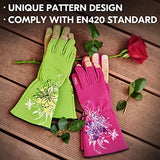 ▶ Guantes de jardinería  para mujer, Guantes de jardín para escamondar de cuero sintéticas con mangas largas para mujer (1Par, Violeta, S/CH, SL7445)