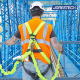 JORESTECH Arnés de seguridad de cuerpo completo, protección contra caídas, amarillo y verde lima, anillo D ANSI con alta visibilidad