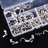 💢 Hilitchi 100 piezas M3 M4 M5 M6 M8 M10 Wingnut Butterfly Wing Tuercas Surtido Kit de surtido de tuercas de mariposa de acero inoxidable 304