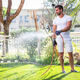 ▶ Guantes de jardinería  impermeables, 3 pares de guantes de seguridad de trabajo resistentes al aceite, guantes de jardinería con revestimiento de nitrilo para hombres y mujeres, color azul, mediano, 3 pares