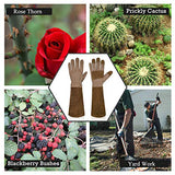 ▶Guantes jardineria largos de poda para hombres y mujeres, guantes de jardinería de piel de cerdo, transpirables y duraderos (mediano, marrón)