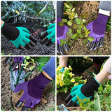 ▶ Guantes Jardinería para excavar y plantar (2 pares con garras, morado)