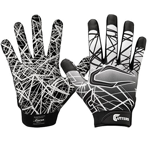 ▶ Guantes de fútbol antideslizantes para el día del juego, para jóvenes y adultos, guante receptor con agarre de silicona de alta adherencia, soporte superior y protección para todas las edades, guantes de fútbol, 1 par, color negro