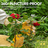 ▶ Guantes de jardinería Extra Largos,Antideslizantes,Antiabrasión y Antipulgas de Cuero de Grano de Vaca Premium(Talla M,Amarillo,CA9659)