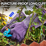 ▶ Guantes de jardinería para Mujeres con Palma de Cuero Sintético Guantes de Largo Puño de Cuero de Cerdo Dividido Anti Espina de Rosa, Arboles y Cactus (1Par, Púrpura, Talla L/G, SL6592W)