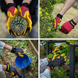 ▶ Guantes de jardinería para mujeres y hombres, guantes de trabajo de piel de oveja con pantalla táctil, guantes de trabajo de jardín flexibles y transpirables (mediano, rojo)