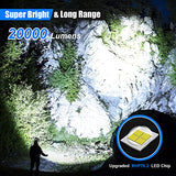 🔦 Linterna recargable Goreit - Linterna de alta intensidad recargable, 20000 lúmenes, linternas LED XHP70.2 USB, luz de flash superbrillante, linternas de mano de alta potencia para acampar, IP67 impermeable, con zoom