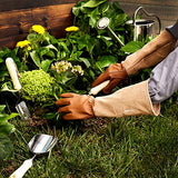 ▶ Guantes Jardinería AmazonBasics Leather Gardening Gloves with Forearm Protection, Brown, XL